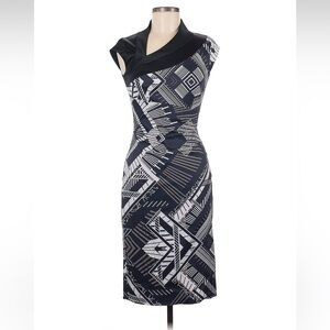 Karen Millen Black and Navy Sheath Dress-Size 6